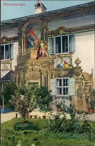 Oberammergau Am Lang-Huas Fresco Gemälder Jesus und Pilatus 1913 