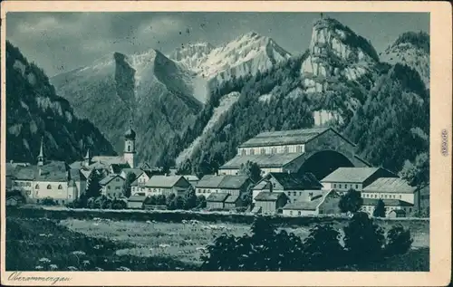 Ansichtskarte Oberammergau Blick auf Stadt und Passionstheater 1930 
