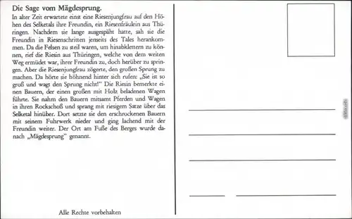 Mägdesprung-Harzgerode Künstlerkarte die Sage vom Mägdesprung 1918 