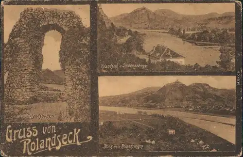Rolandseck-Remagen Rolandsbogen, Panorama mit Siebengebirge, Überblick 1914