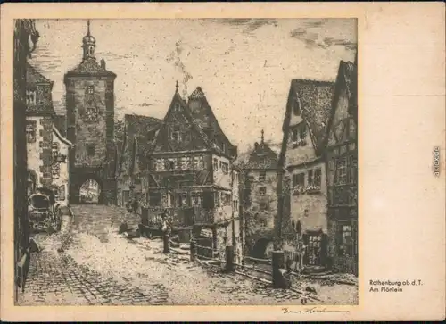 Ansichtskarte Rothenburg ob der Tauber Künstlerkarte - Am Plönlein 1926