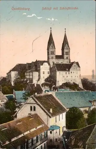 Ansichtskarte Quedlinburg Schloss mit Stiftskirche St. Servatius Dom 1914