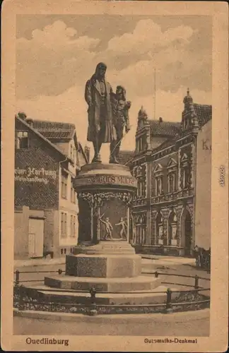 Ansichtskarte Quedlinburg Straßenpartie am Gutsmuths-Denkmal 1928 