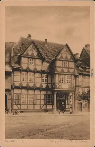 Ansichtskarte Quedlinburg Straßenpartie - Kloppstocks Geburtshaus 1926 