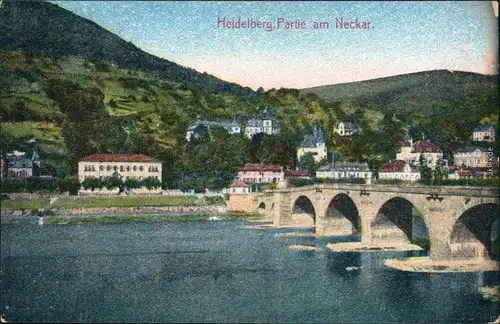 Ansichtskarte Heidelberg Partie am Neckar, Alte Brücke 1905