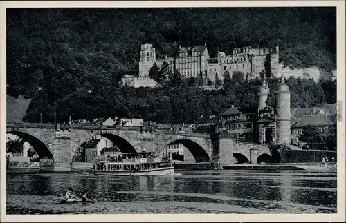 Ansichtskarte Heidelberg Alte Brücke, Heidelberger Schloss 1934