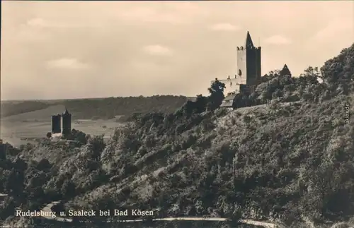 Ansichtskarte Bad Kösen Rudelsburg und Burg Saaleck 1957