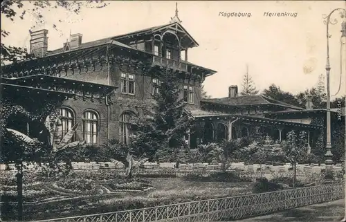 Ansichtskarte Herrenkrug-Magdeburg Partie am Restaurant Herrenkrug 1911 