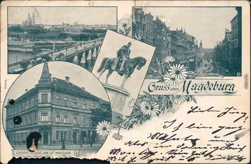 Magdeburg 4 Bild: Straße, Letztes Haus am Sudenburg,Totale 1897 