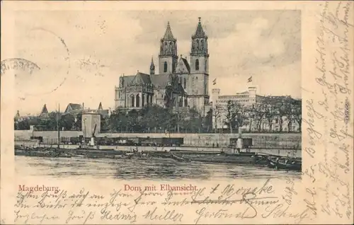Ansichtskarte Magdeburg Dom mit Elbansicht 1903 