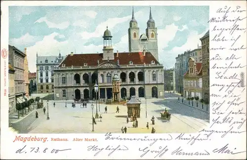 Ansichtskarte Altstadt-Magdeburg Rathaus, Alter Markt 1900