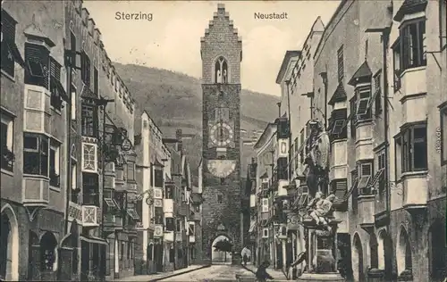Ansichtskarte Sterzing Vipiteno Straßenpartie Neustadt 1912 
