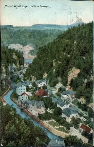 Ansichtskarte Herrnskretschen Hřensko Blick auf die Stadt 1912 