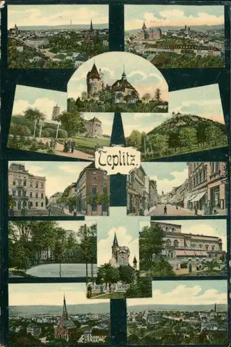 Teplitz - Schönau Teplice Stadt und Straßen - Mikroskopkarte 1908 