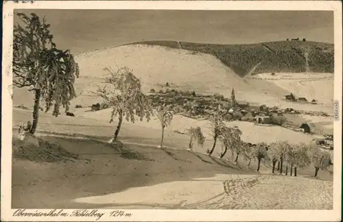 Ansichtskarte Oberwiesenthal Stadt und Fichtelberg - Winter 1929 