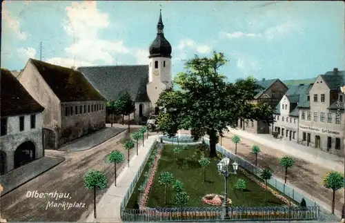 Ansichtskarte Olbernhau Partie am Marktplatz 1908 