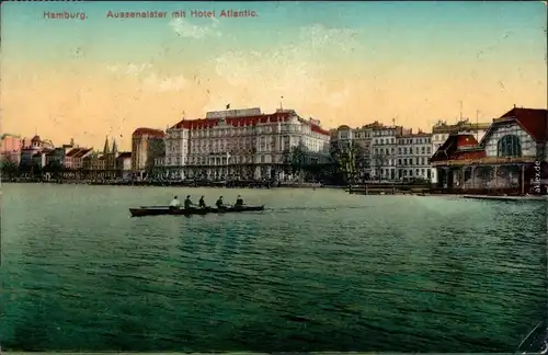 Ansichtskarte Hamburg Außenalster, Hotel Atlantic 1916