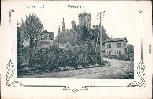 Ansichtskarte Schweinfurt Straßenpartie - Peterstirn (Jugendstil) 1908 