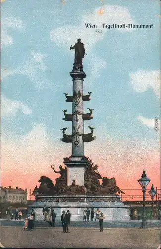 Ansichtskarte Wien Platz und Tegetthoff-Monument 1909 