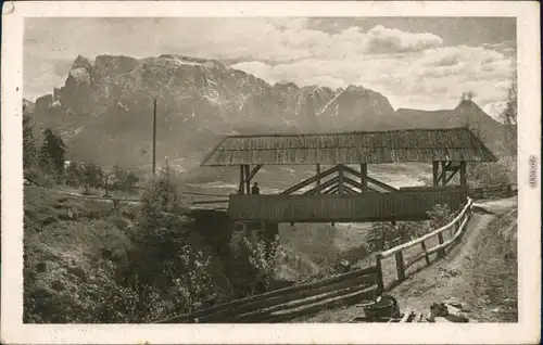Ansichtskarte Ritten Finsterbachbrücke gegen Schlern 1930 