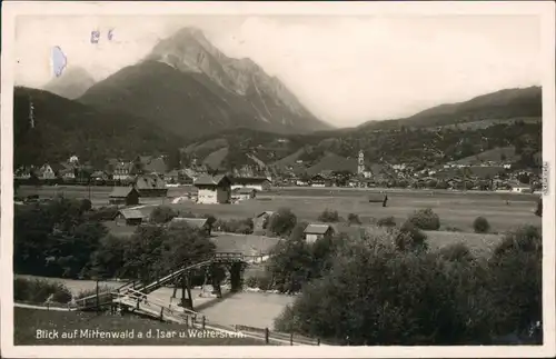 Ansichtskarte Mittenwald Panorama-Ansicht, Wetterstein 1943