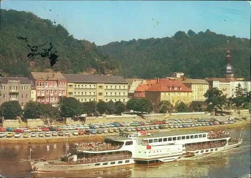 Ansichtskarte Bad Schandau Panorama-Ansicht, Dampfer 1990