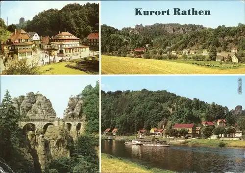 Rathen Teilansicht, Basteibrücke, Blick zur Dampferanlegestelle g1990