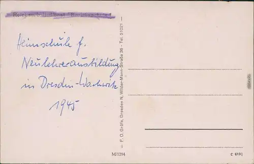 Ansichtskarte Dresden Heimschule für Neulehrerausbildung 1945