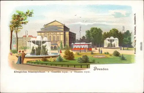 Ansichtskarte Dresden Partie am Kgl. Theater 1900 