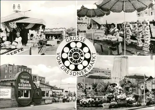 Innere Altstadt-Dresden 4 Bild Dresdener Markt Wein, Obst, Blumen 1978 