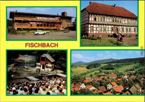 Fischbach Thüringerbaude, Fachwerkhaus, Bergbühne, Panorama-Ansicht 1986