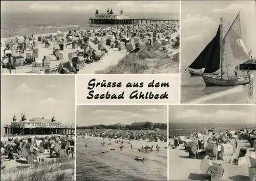 Ansichtskarte Ahlbeck (Usedom) Seebrücke, Strand, Segelboote 1968