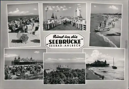 Ansichtskarte Ahlbeck (Usedom) Seebrücke, Strand 1967