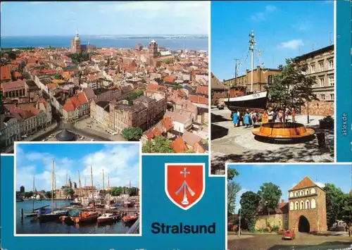 Stralsund Panorama-Ansicht, Meeresmuseum/Museum für Meereskunde, Hafen g1982