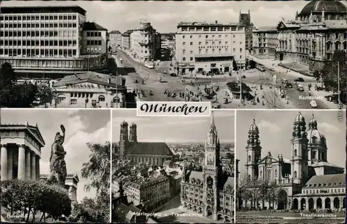 München Karlsplatz, Bavaria, Marienplatz und Frauenkirche, Theatinerkirche 1958