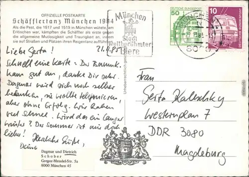 Ansichtskarte München Schäfflertanz - Reigentänzergruppe 1985