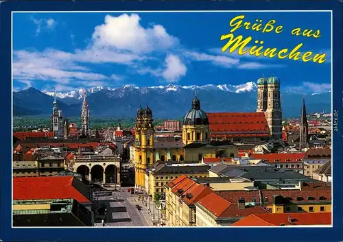 Ansichtskarte München Panorama-Ansicht mit Alpenkette 1980