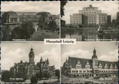 Leipzig Hauptbahnhof, Opernhaus mit Schwanenteich 1965