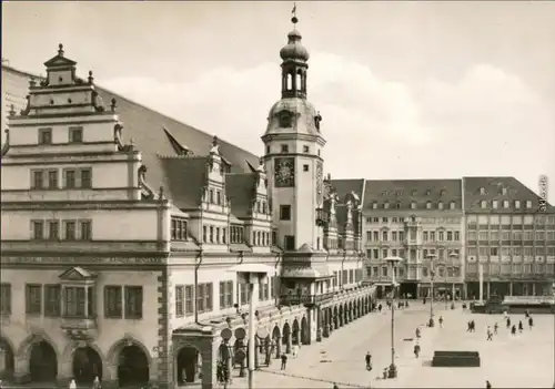 Ansichtskarte Leipzig Altes Rathaus und Markt 1971