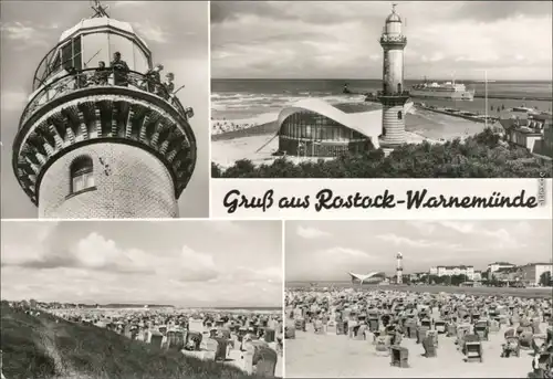 Warnemünde-Rostock Gaststätte Teepott und Leuchtturm, Strand 1978