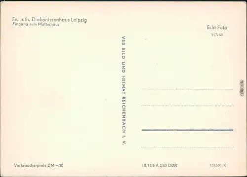 Ansichtskarte Leipzig Ev.-luth. Diakonissenhaus: Mutterhaus 1963