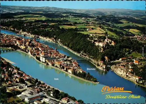 Ansichtskarte Passau Luftbild-Panorama 1985