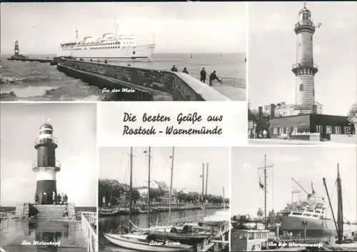 Rostock Mole, Molenkopf, Am Alten Strom, Leuchtturm, Warnow-Werft 1980