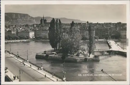 Ansichtskarte Genf Genève Panorama-Ansicht, Insel/Ile Rousseau 1970