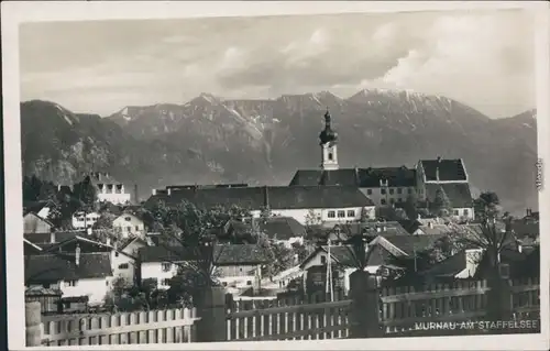 Ansichtskarte Murnau Panorama-Ansicht mit Kirche und Bergmassiv 1933