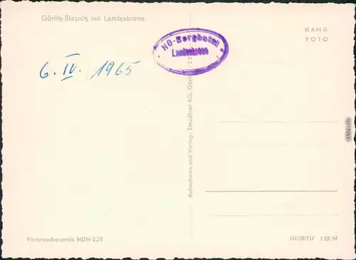 Ansichtskarte Biesnitz-Görlitz Zgorzelec Landeskrone 1965