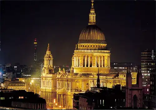 City of London-London St Paul’s Cathedral - bei Nacht - beleuchtet 2002