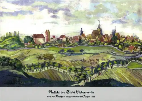Ansichtskarte Bad Liebenwerda Künstlerkarte: Panorama-Ansicht 1999