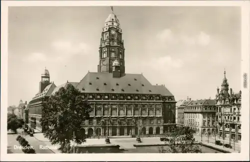 Ansichtskarte Innere Altstadt-Dresden Neues Rathaus 1952