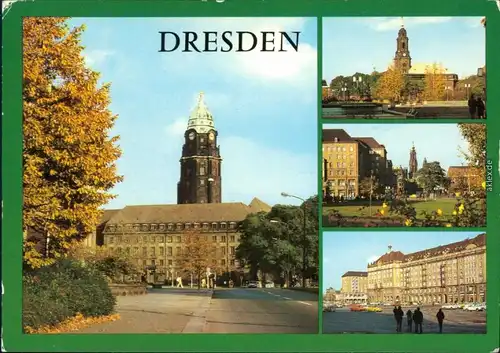 Ansichtskarte Innere Altstadt-Dresden Neues Rathaus und Altmarkt g1981